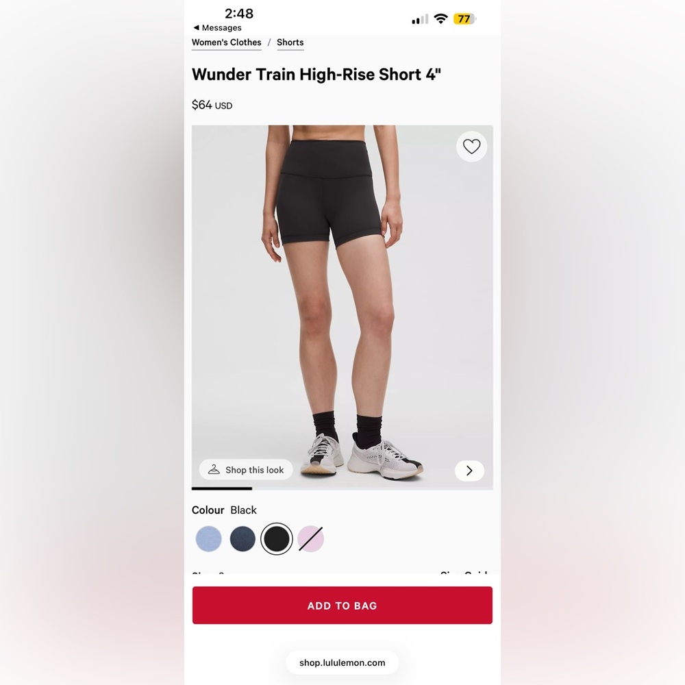 Lululemon Wunder Train High-Rise Short 4" - Black